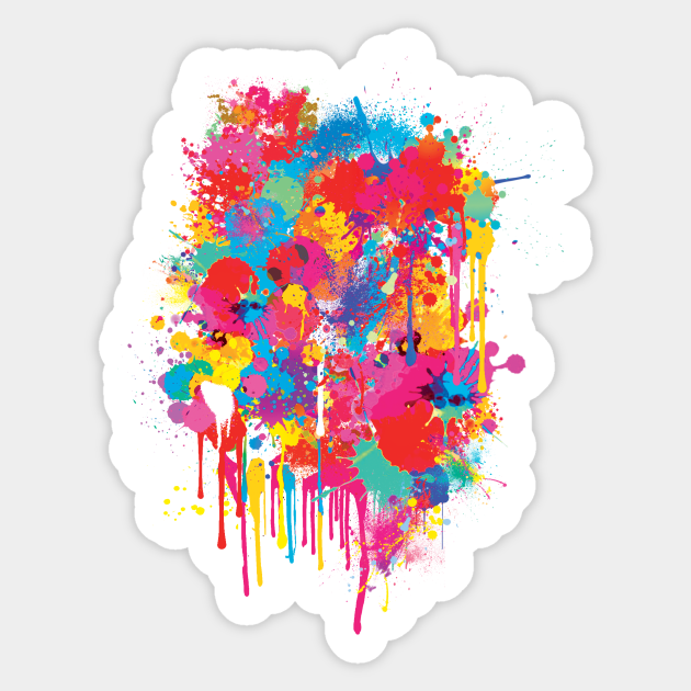 Colorful Paint Splatters Paint Splatter Sticker TeePublic